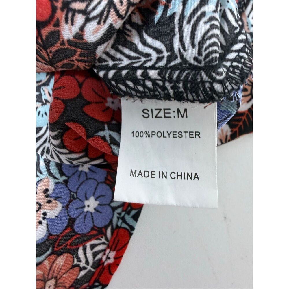 Luxury Boutique Floral Print Tie Neck Long Sleeve Boho Blouse Size M - Picture 8 of 9